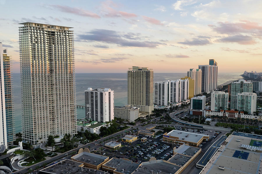 Aerial View Photo Of Sunset In Sunny Isles Beach, Florida Photograph