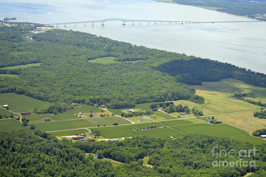 Aerial View Potomac River Bridge And Farmland Photograph