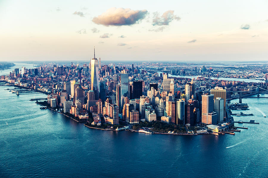 Aerial Views of Manhattan Island, New York - Cities under COVID-19 Series Photograph by GCShutter