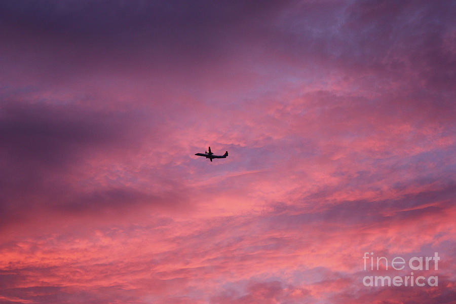 Aeroplane in a Fiery Sky Photograph by Terri Waters