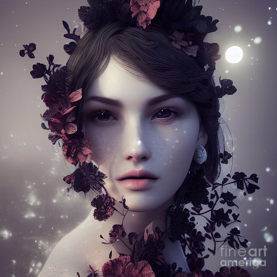 Aesthetic flower woman Digital Art by Artvizual Premium