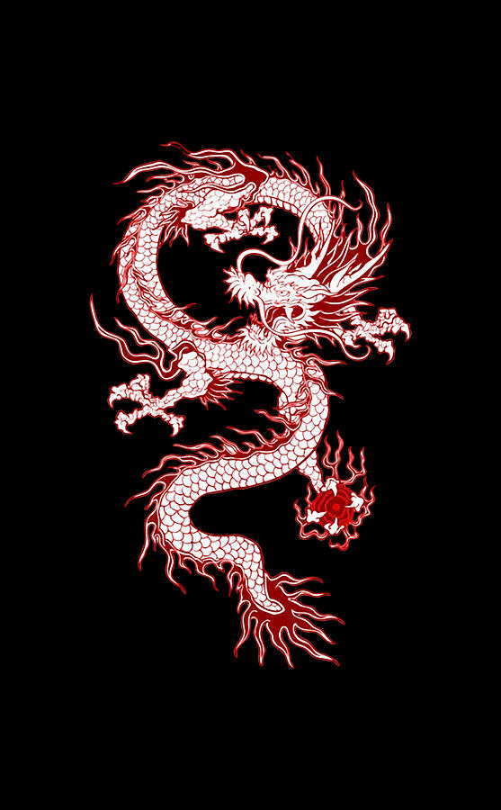 Aesthetic Red Dragon Digital Art by Sara Yori