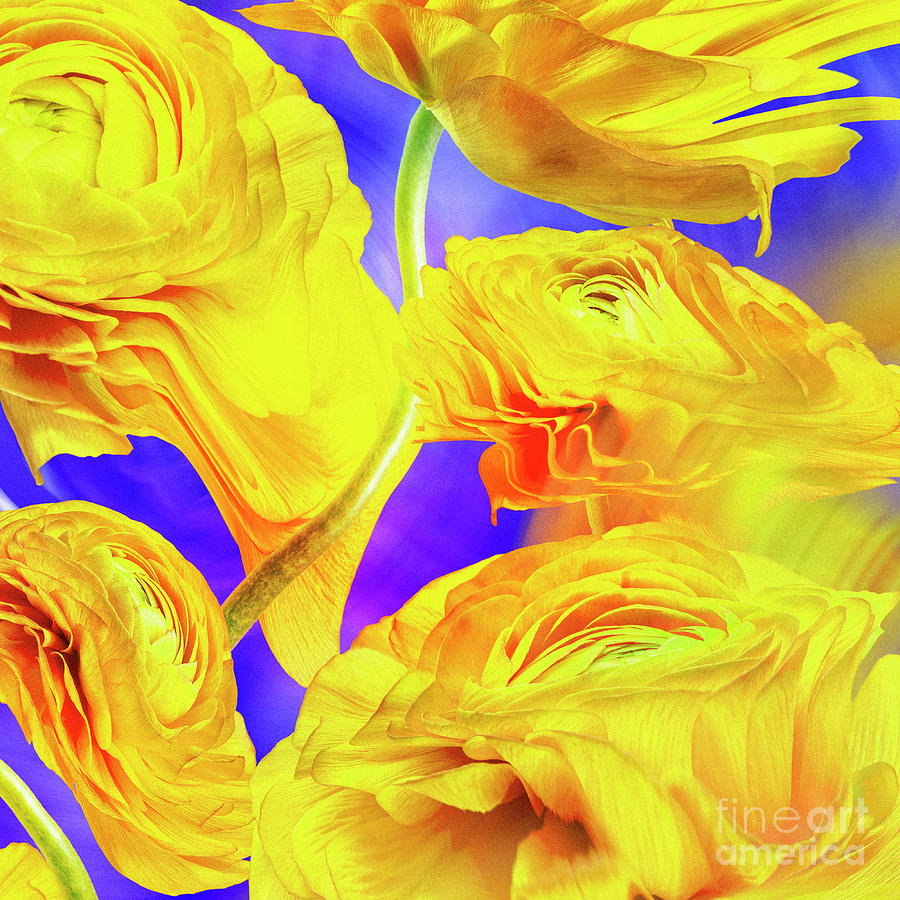 Abstract Mixed Media - Aesthetic yellow flower trippy abstract design by Word Fandom