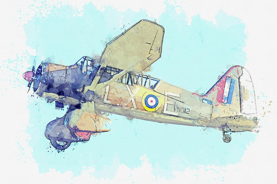 AF Westland Lysander V G-CCOM Vintage Aircraft - Classic War Birds - Planes watercolor by Ahmet Asa Painting by Celestial Images