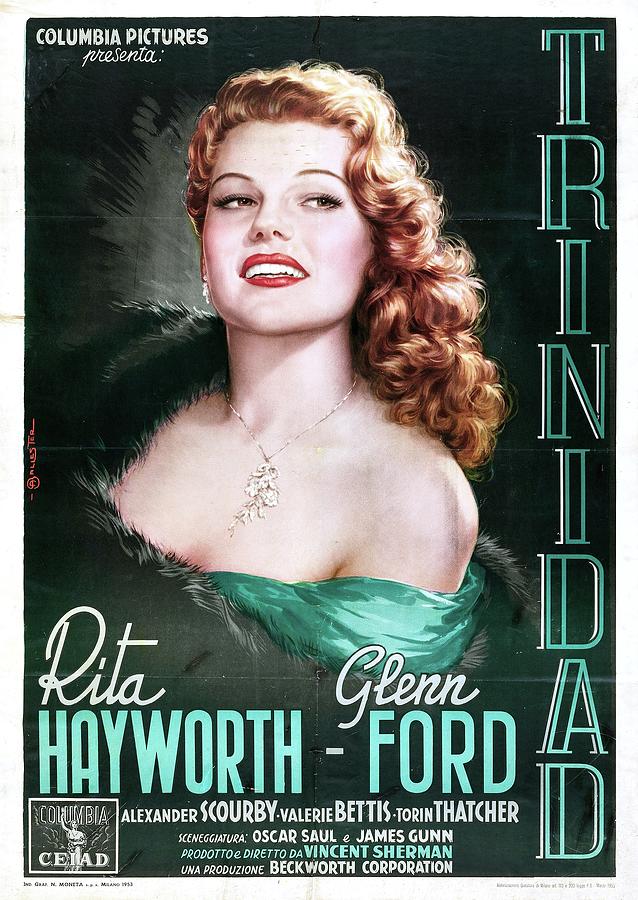 Rita Hayworth Mixed Media - Affair in Trinidad, 1952 - art by Anselmo Ballester by Movie World Posters