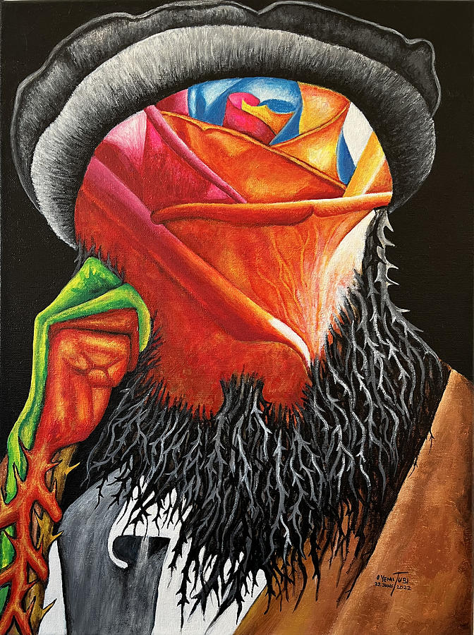 Afghan Men with the Beard of Thorns  Painting by O Yemi Tubi