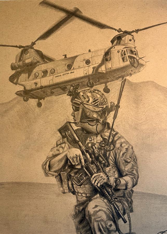 Afghanistan air assault Drawing by Adam Johnston - Fine Art America