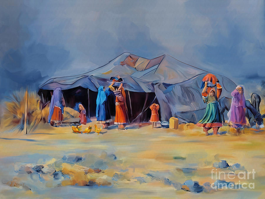 Nature Painting - Afghanistan Village Life  by Gull G
