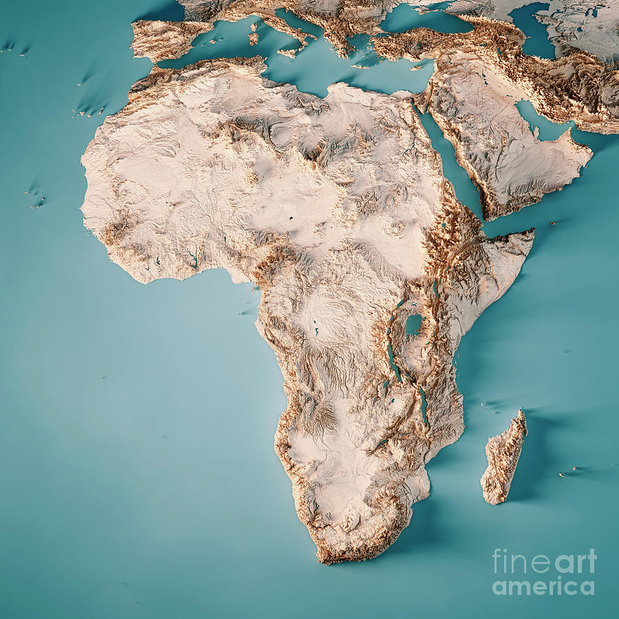 Africa Continent 3d Render Topographic Map Neutral Frank Ramspott 