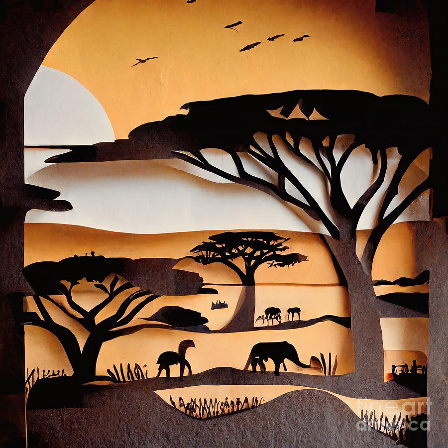Lion Mixed Media - Africa Cutout #2 by Pixel  Chimp