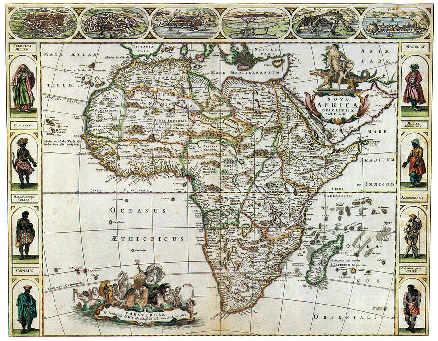 Africa Map, 1660 Drawing by Frederik de Wit