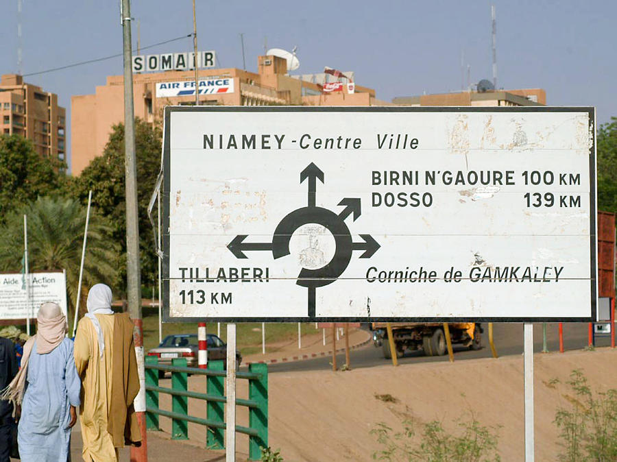 Africa, North Africa, Niger, Niamey, View Of Capital Town traffic Signs (Year 2007) Photograph by Kypros