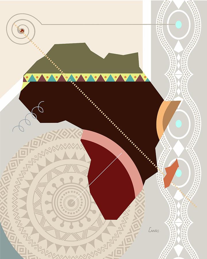 African Map Painting - Africa Stylized by Lanre Studio