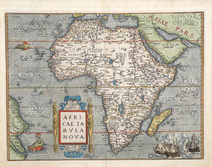 Africae tabula nova, Antwerp 1570 Painting by MotionAge Designs