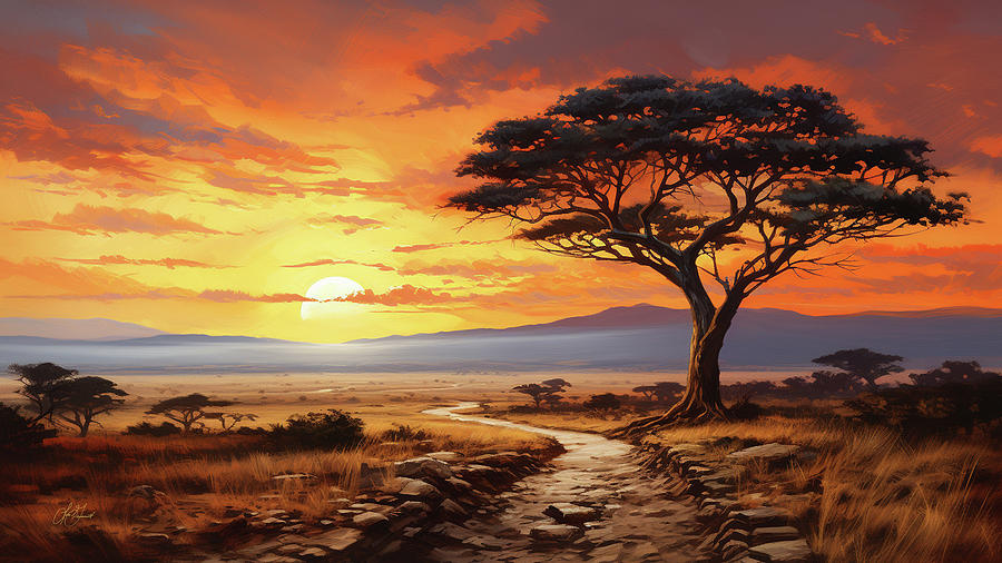African Acacia Tree Digital Art by Lori Grimmett