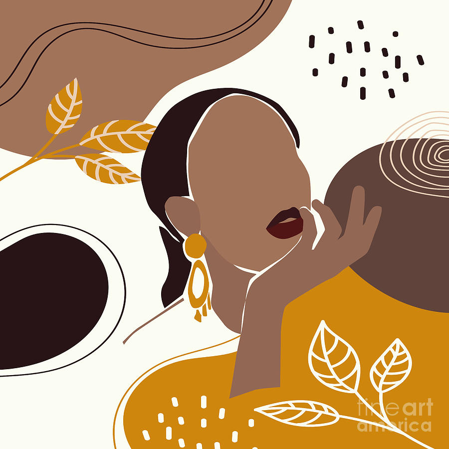 Wall Art Girls Room Decor Girl Magic Black Girl Drinking Coffee art- Black Woman Print Printable African American Poster