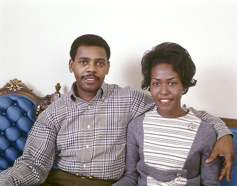 African-American Couple Sitting On Couch Retro 1970 1970s. Photograph by H. Armstrong Roberts