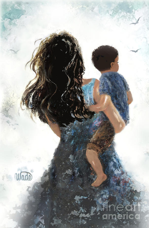 African American Mother And Son Painting By Vickie Wade Pixels