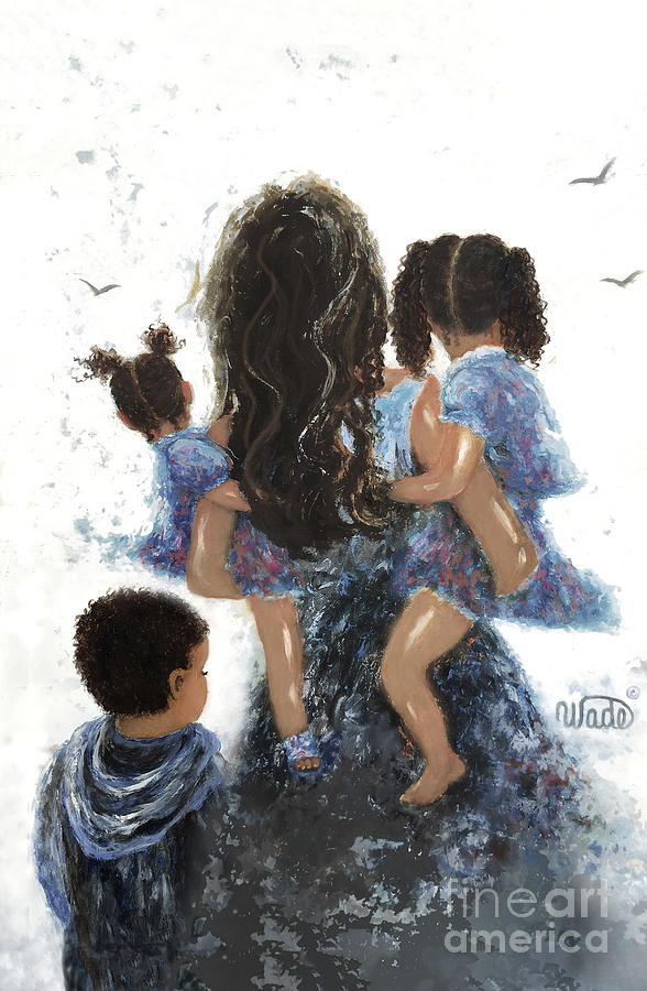 African American Mother Son Two Daughters Painting By Vickie Wade My Xxx Hot Girl
