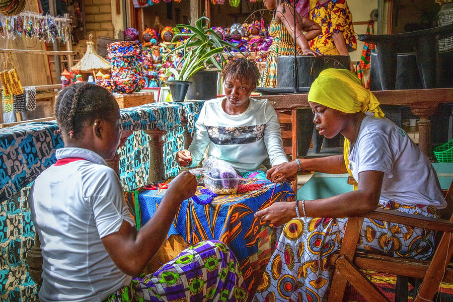 African Beading at the Market Photograph by Debra and Dave Vanderlaan