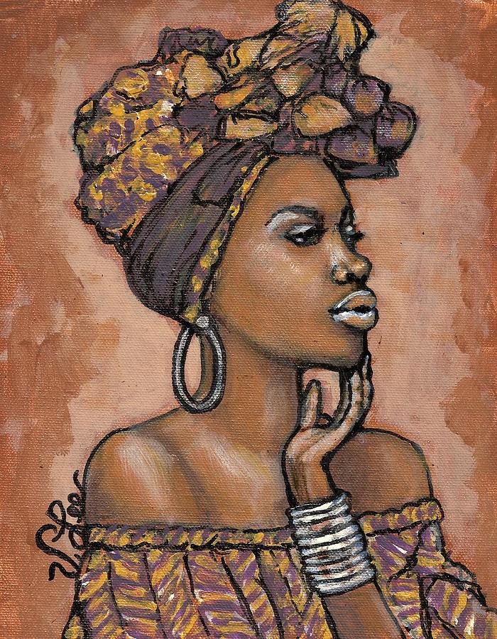 African Beauty---Portrait Painting by VLee Watson