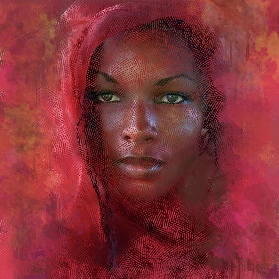 African Beauty With Red Headscarf Painting by Isabella Zietsman - Fine ...