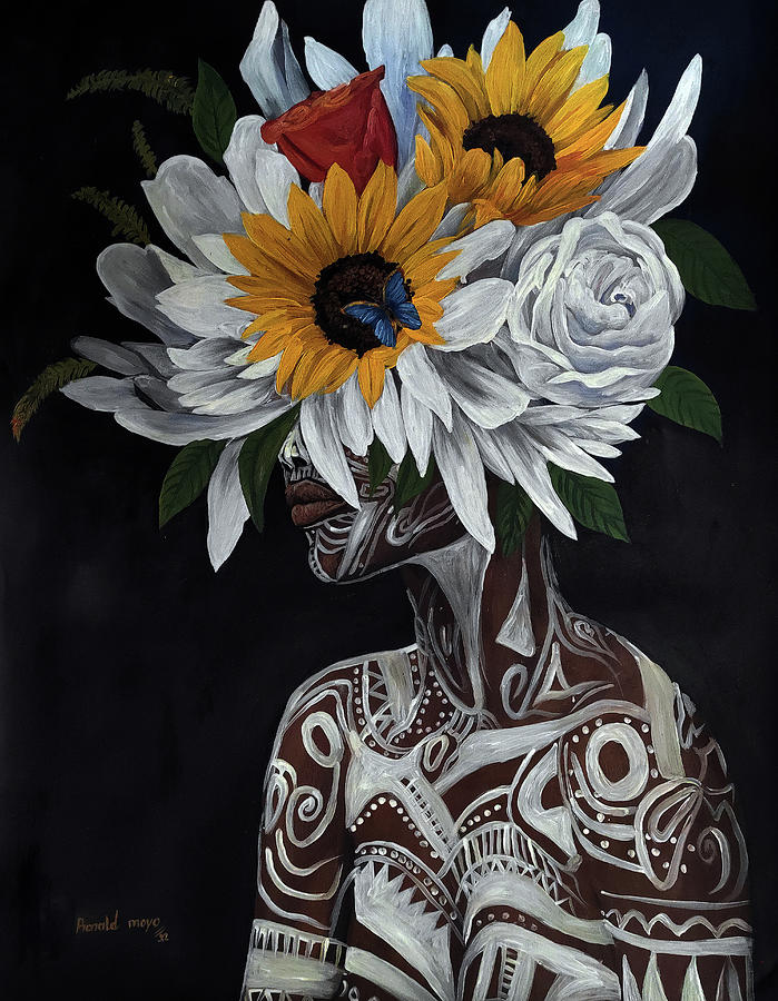 African Blossom Painting by Ronnie Moyo