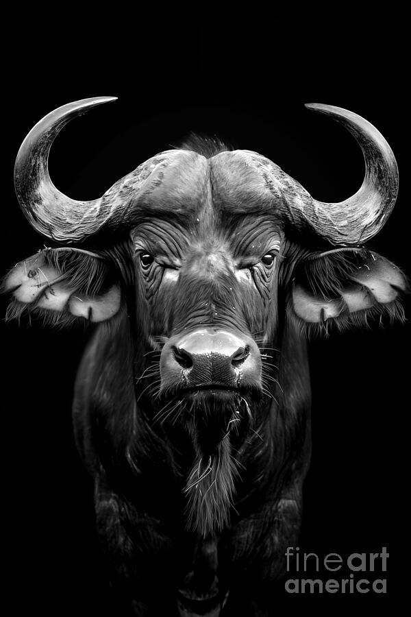 African buffalo front portrait Photograph by Delphimages Photo Creations