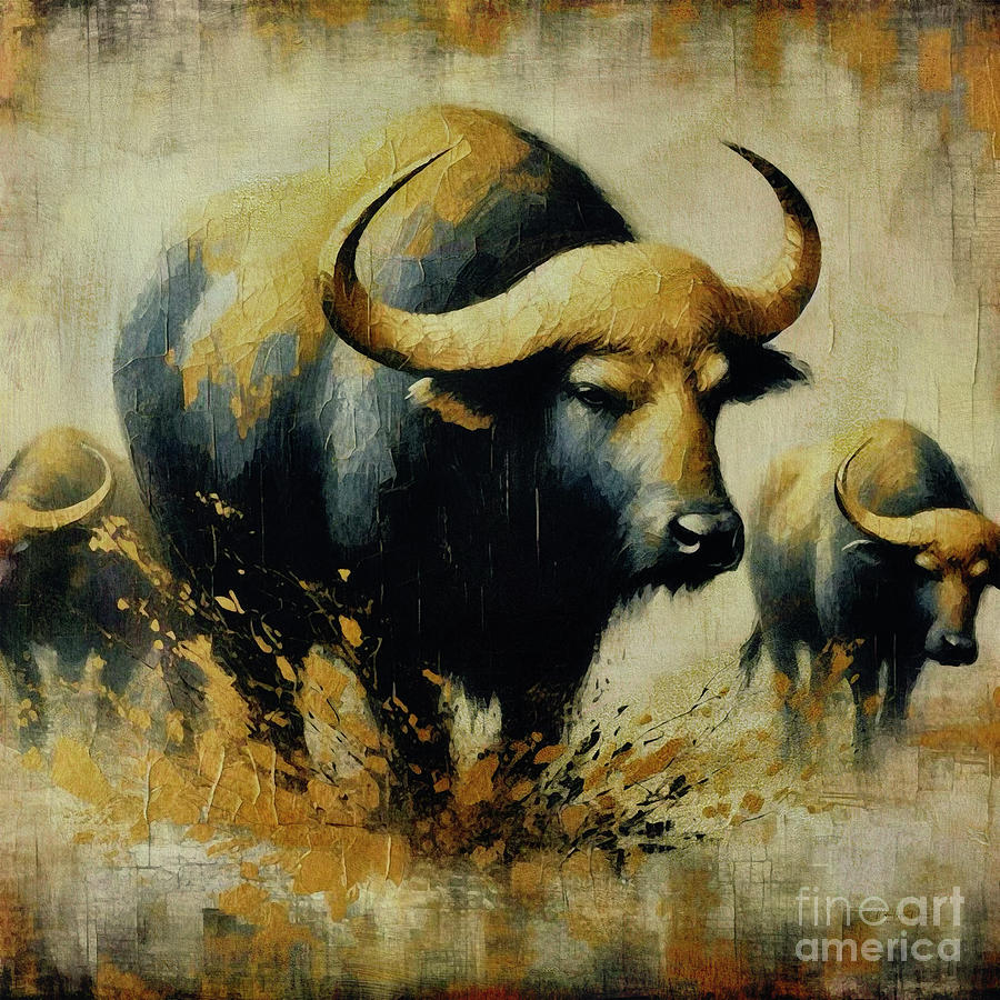 African Buffalo Mixed Media by Maria Angelica Maira