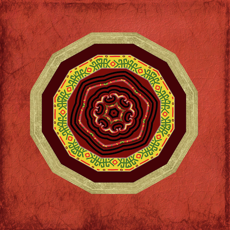 African Celt Bloom Mandala Mixed Media by Kandy Hurley