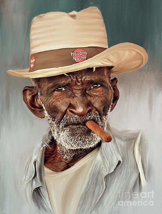 African Cigar Smoker  Painting by Gull G