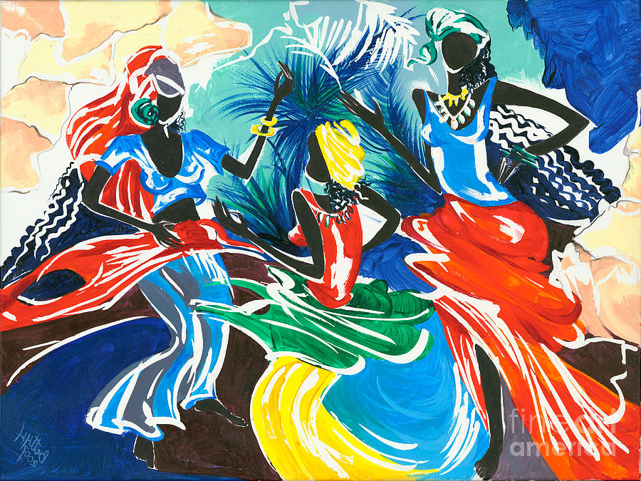 African Dancers No. 1 Painting by Elisabeta Hermann
