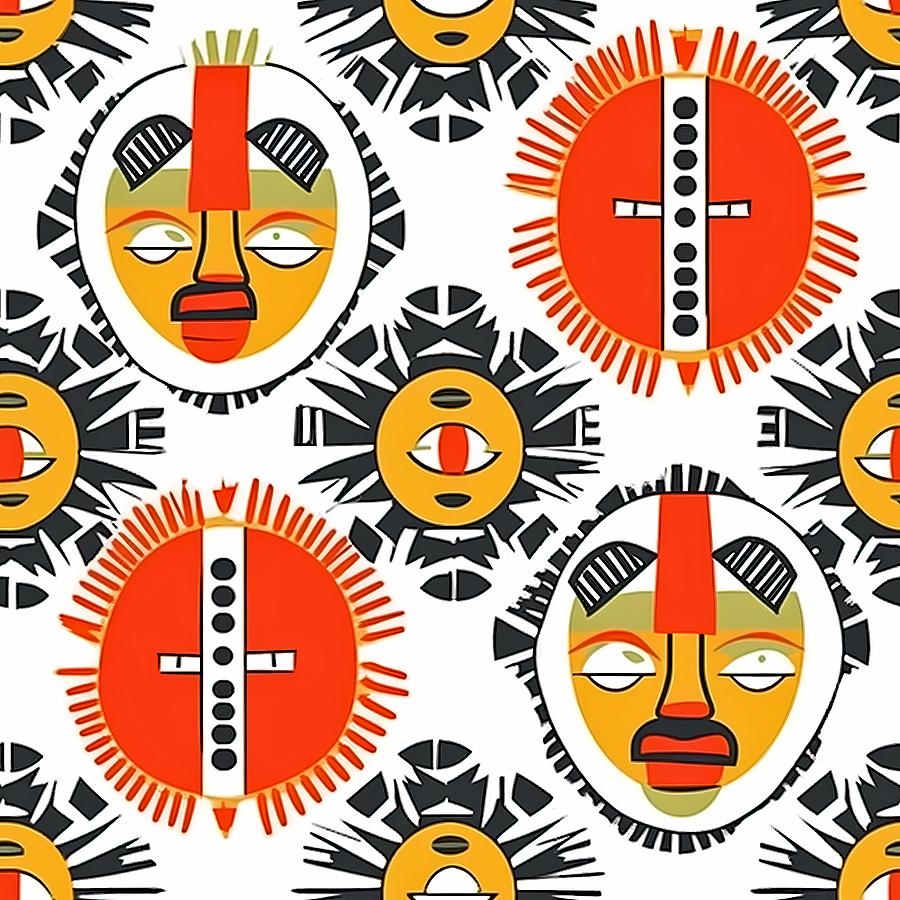 Geometric Pattern Digital Art - African Days by C Junqueira