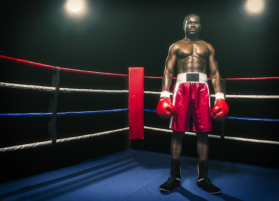 African descent boxer in boxing ring Photograph by Aluxum