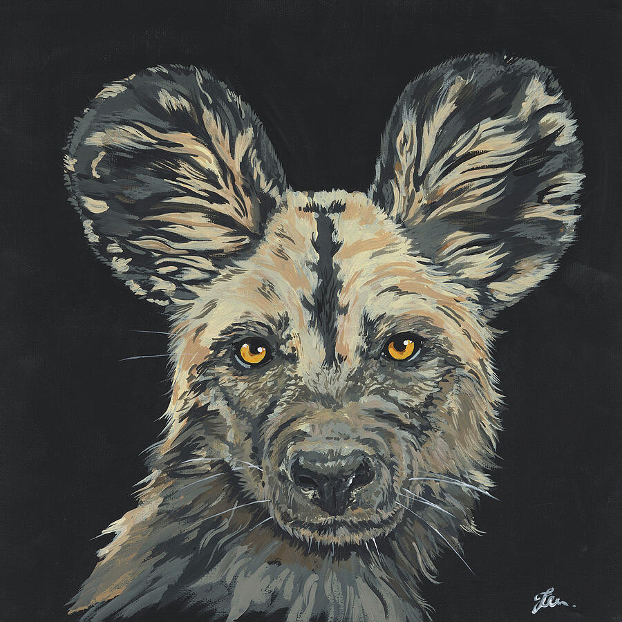 African Wild Dog Painting - African Dog by Tamara Eden
