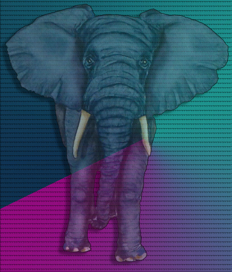 African Elephant in Abstract Mixed Media by Kelly Mills