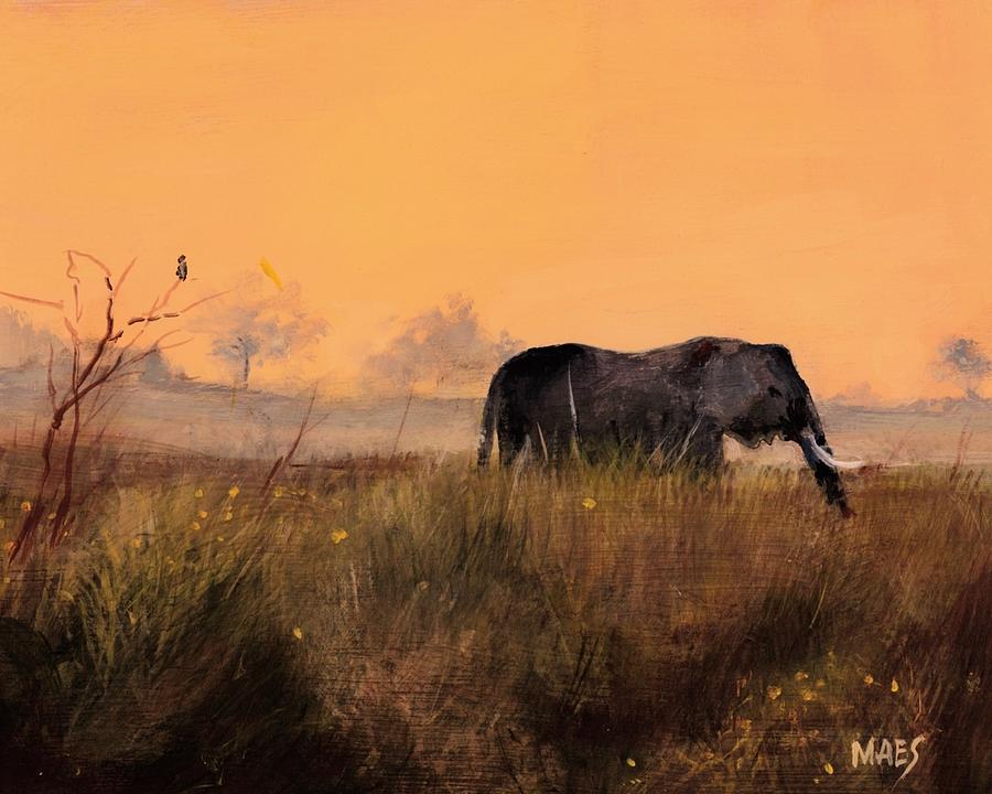 African Elephant on the plains Painting by Walt Maes