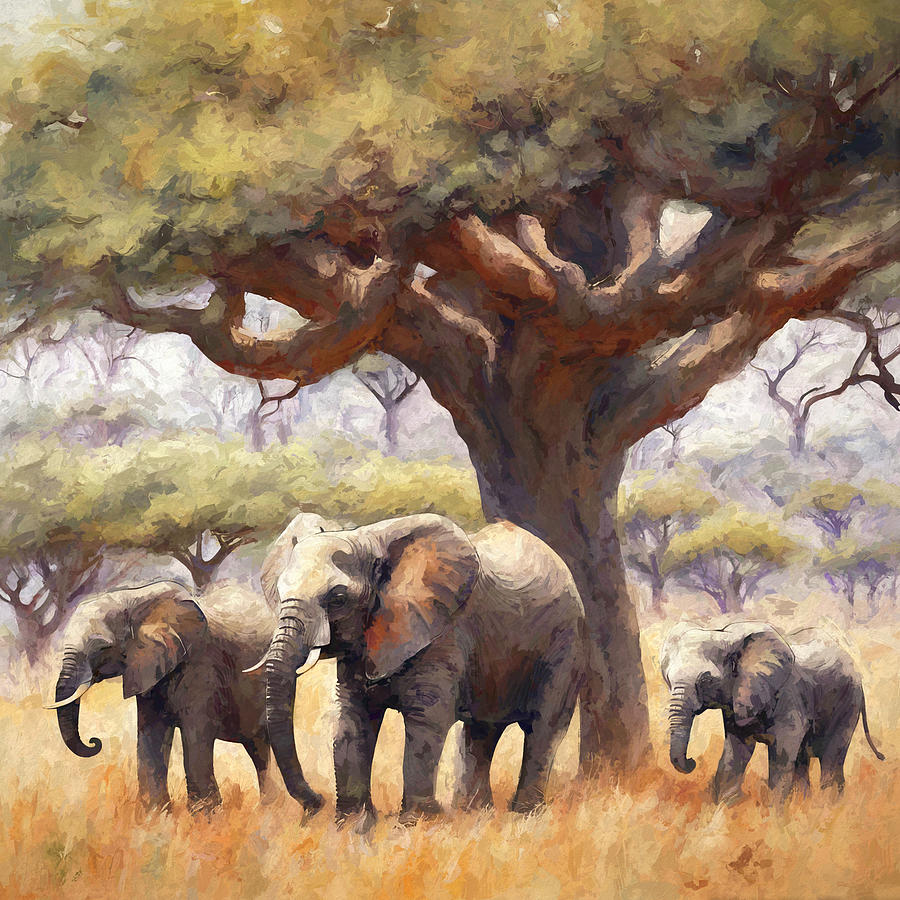 African Elephants Digital Art by Donna Kennedy