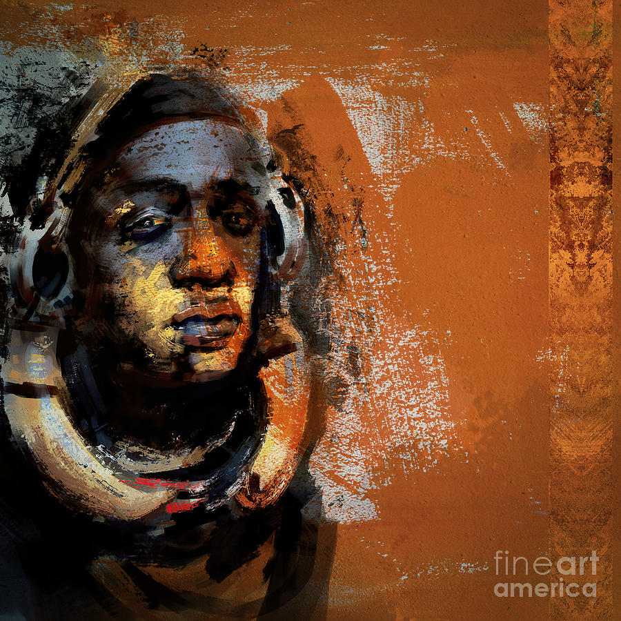 African female wearing Horn Jewellery Painting by Gull G - Fine Art America