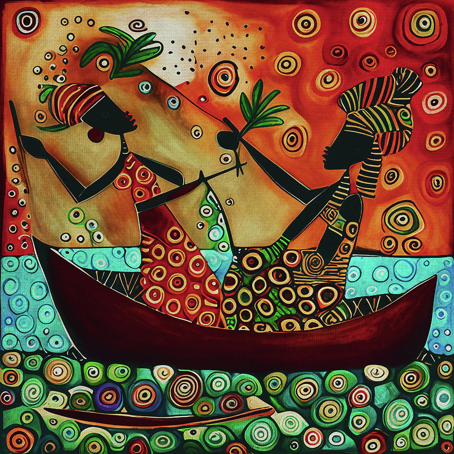 African fisherwomen Painting by Jan Keteleer