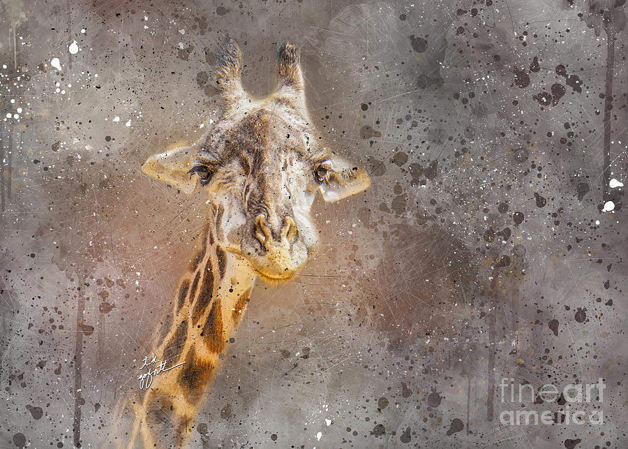 African Giraffe Watercolor Photograph Photograph by TK Goforth