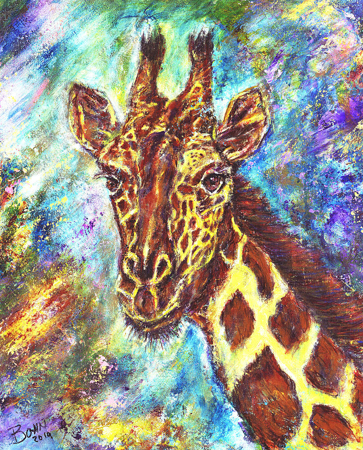 African Giraffe Painting by John Bohn
