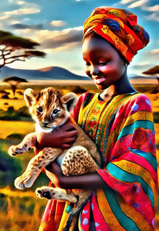 African Girl Painting by Emeka Okoro