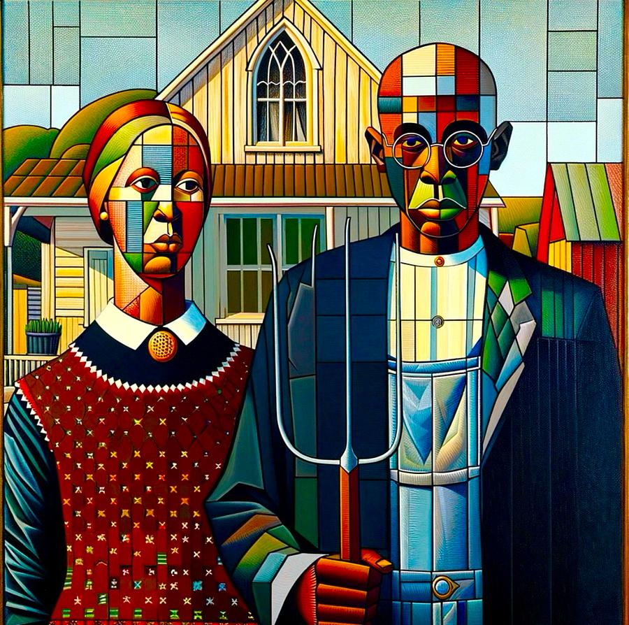 African Gothic Painting by Emeka Okoro