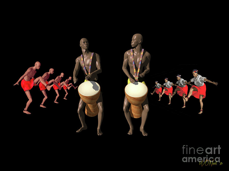 Drum Digital Art - Rhythm Nation Dancers and Drummers by Walter Neal