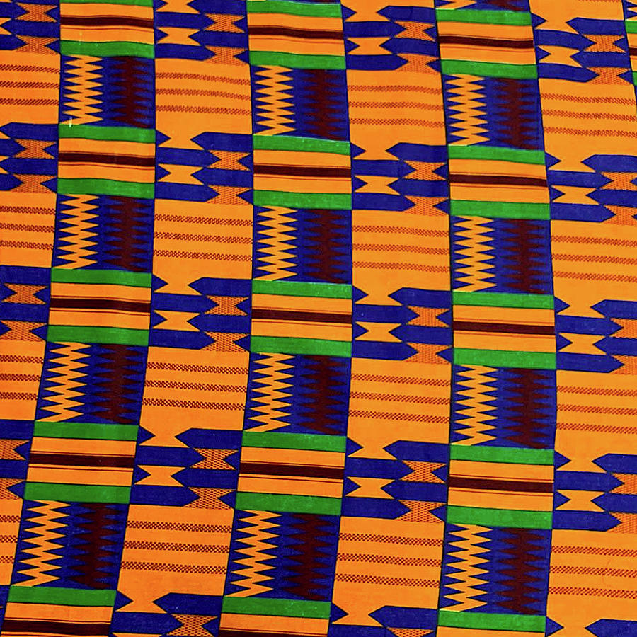 African Kente Cloth in Blue Digital Art by Everett Spruill - Pixels