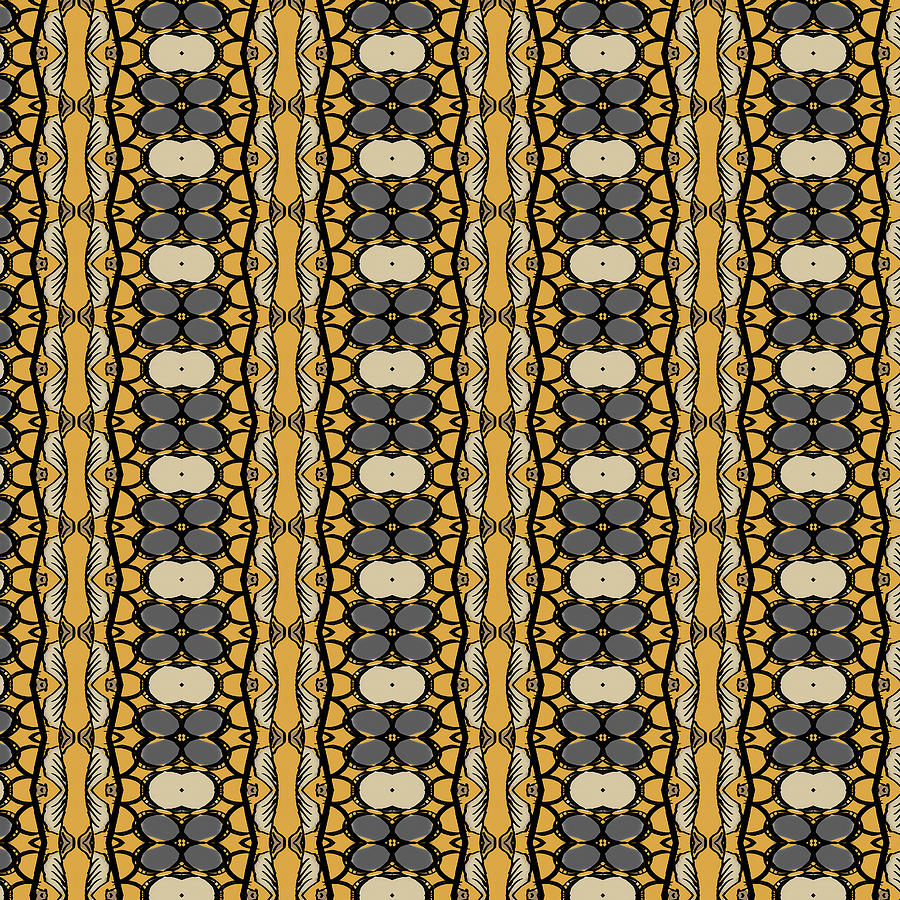 African Leaf Strip Print Gray and Gold Digital Art by Sand And Chi