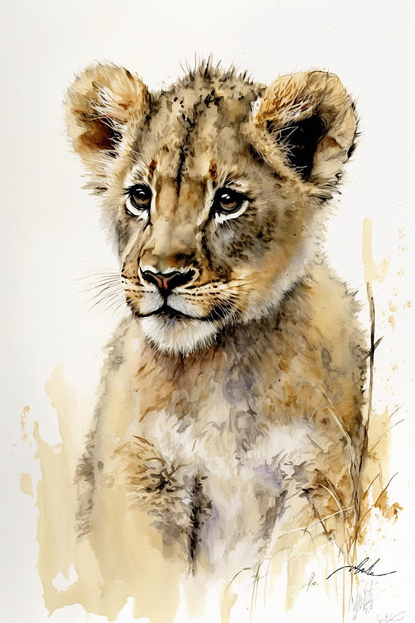 African Lion Cub Painting by Stephen Wheeler - Fine Art America