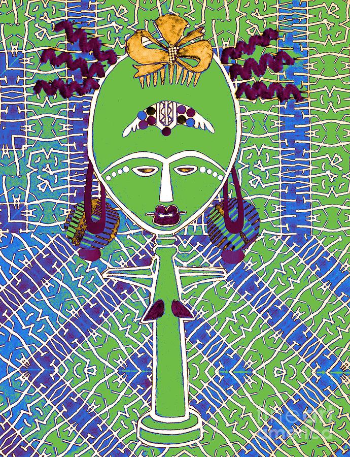 African Mask No.1 -- Green Digital Art by Jayne Somogy