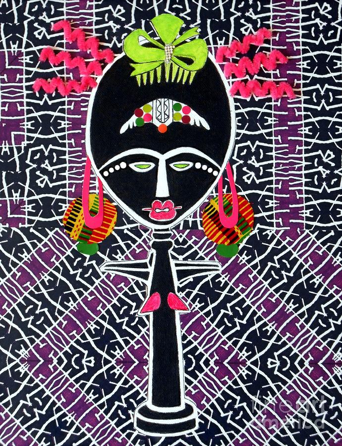 African Mask No.1 Mixed Media by Jayne Somogy